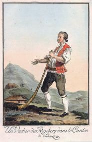 Herdsman, hand-coloured etching. Marquard Wocher, Schaffhausen, c.1785